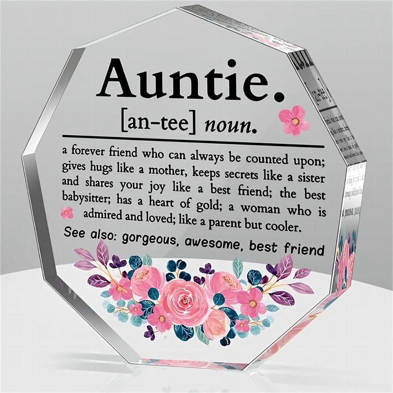 Acrylic Ornament, Flower & Letter Pattern Decorative Craft, Creative Gift for Auntie, Spring Decor 2024