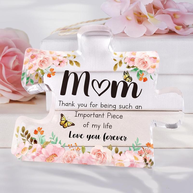 Gifts for Mom - Delicate Mom Birthday Gifts from Daughter Son - Engraved Acrylic Block Puzzle  3.9 x 3.3 inch - Mothers Day Birthday Christmas Gifts for Mom, Ideas