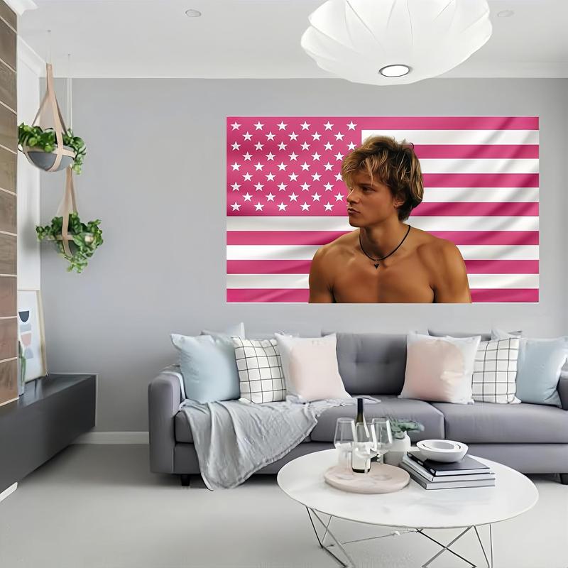 Art tapestry JJ wall tapestry pink american flag poster for college dorm cave bedroom living room office party decoration merch maybank fan gift room decor curtain