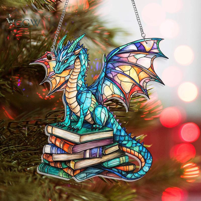 Dragon Suncatcher Ornament - Bookish Home Decor - Premium Quality Acrylic Window Hanging - Artwork, Decoration