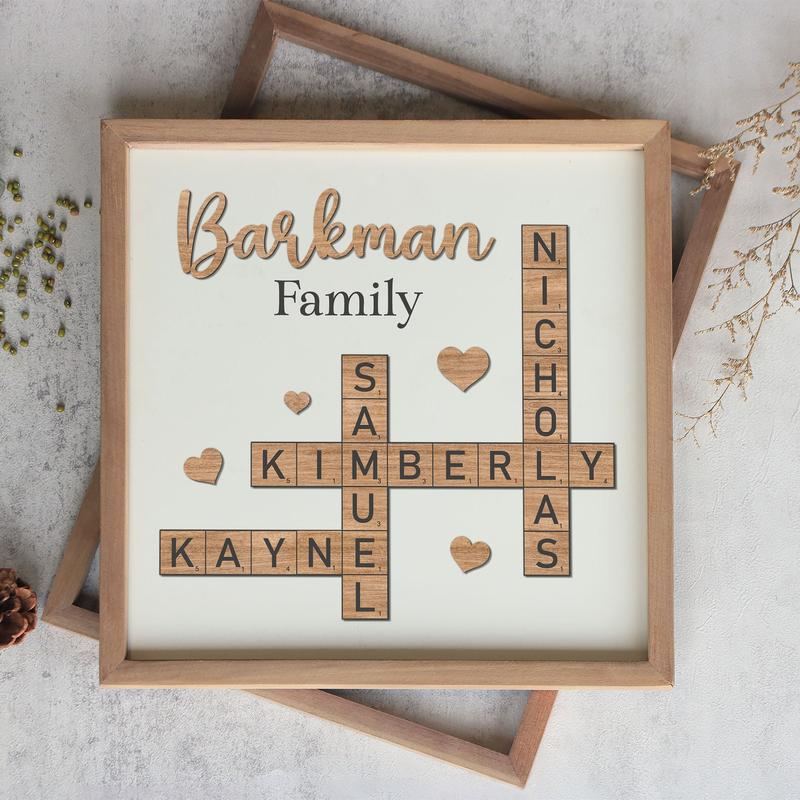 Personalized Family Name Sign Crossword Scrabble Wooden Sign Custom Family Letter Tile Name Puzzle Last Name Sign Best Friend Gifts