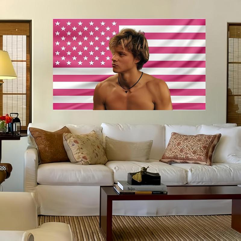 Art tapestry JJ wall tapestry pink american flag poster for college dorm cave bedroom living room office party decoration merch maybank fan gift room decor curtain