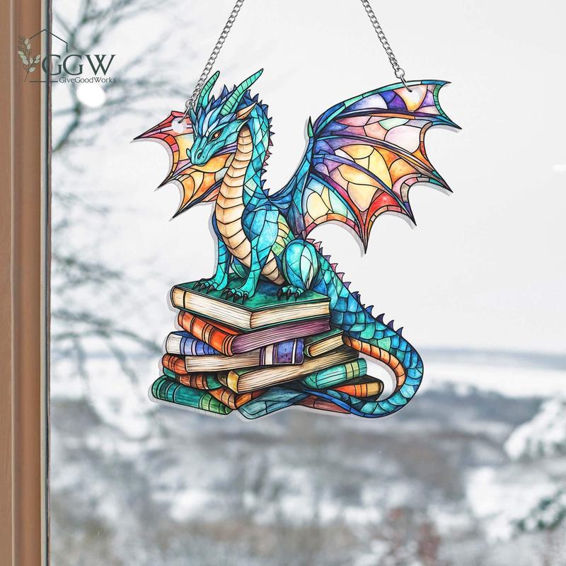 Dragon Suncatcher Ornament - Bookish Home Decor - Premium Quality Acrylic Window Hanging - Artwork, Decoration