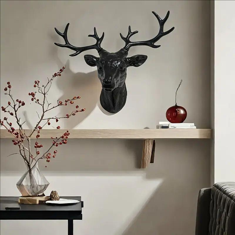 Creative Deer Head Design Wall Mounted Decor, 1 Count Resin Deer Head Wall Art, Wall Hanging Decor for Home Living Room Bedroom Office