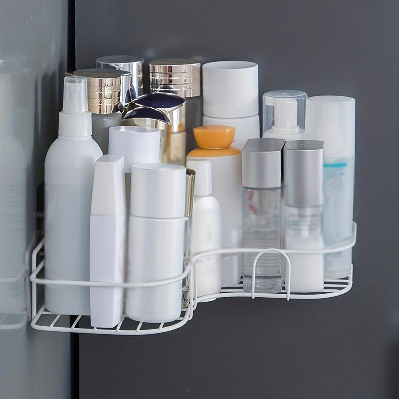 Bathroom Corner Shelf, Punch-free Wall Mounted Storage Organizer Rack, Hollow Design Multifunctional Organizer For Home Bathroom Kitchen Use, Room Accessories