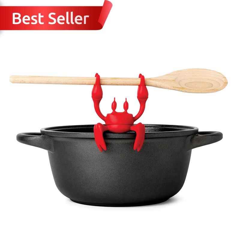 OTOTO Red the Crab Silicone Utensil Rest - Kitchen Gifts, Silicone Spoon Rest for Stove Top - Heat-Resistant Kitchen and Grill Utensil Holder - Non-Slip Spoon Holder Stove Organizer, Steam Releaser