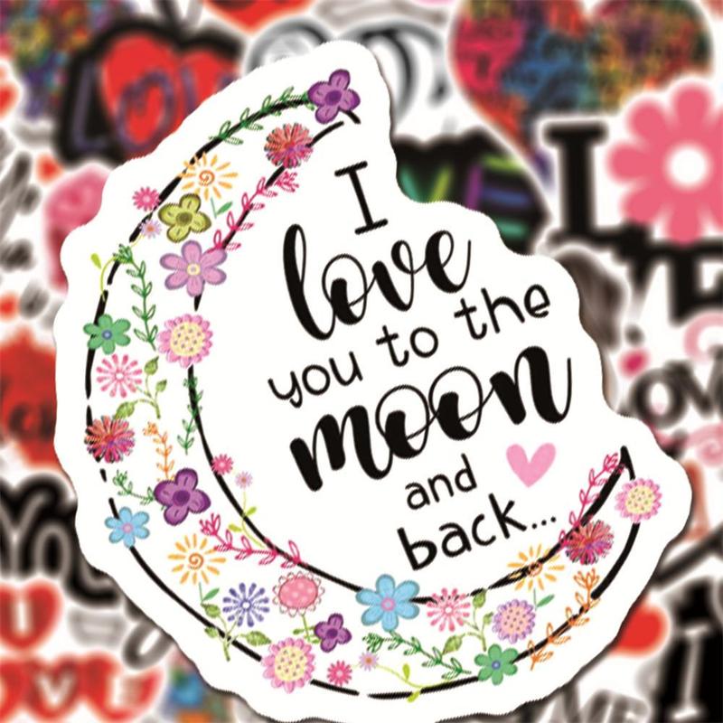 Love Series Graffiti Stickers, 50pcs Sweet Waterproof Decorative Stickers, Romantic Valentine's Day Decor DIY Decals for Water Bottle, Laptop, Phone Case, Scrapbooking, Journal Making