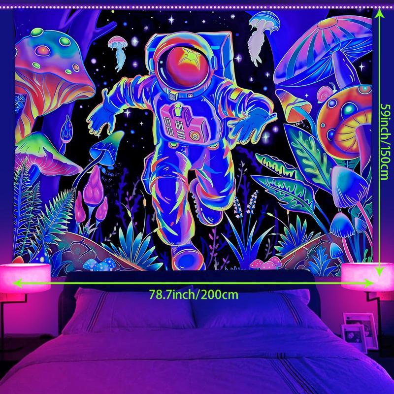 Astronaut & Mushroom Print Tapestry, 1 Count Creative Design Tapestry, Wall Hanging Decoration for Home & Living Room & Bedroom