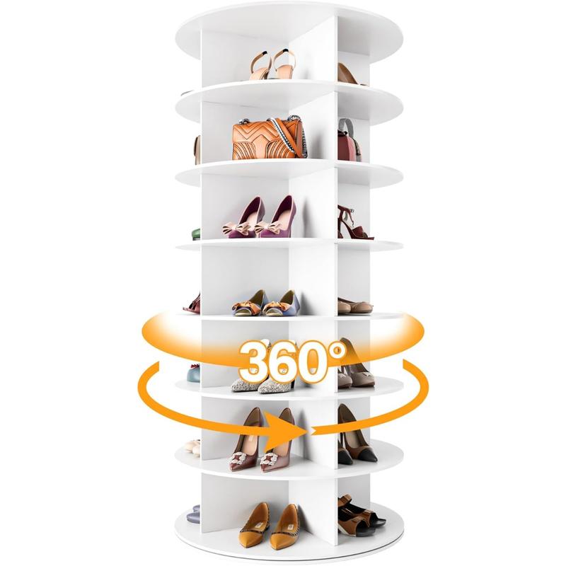 Rotating Shoe Rack Tower - 7-Tier Spinning Handbag Shoe Display Lazy Susan Organizer, 360° Revolving Shoe Rack Storage Round Carousel Cabinet, for Entryway, Living Room, Bedroom Minimalist Standing