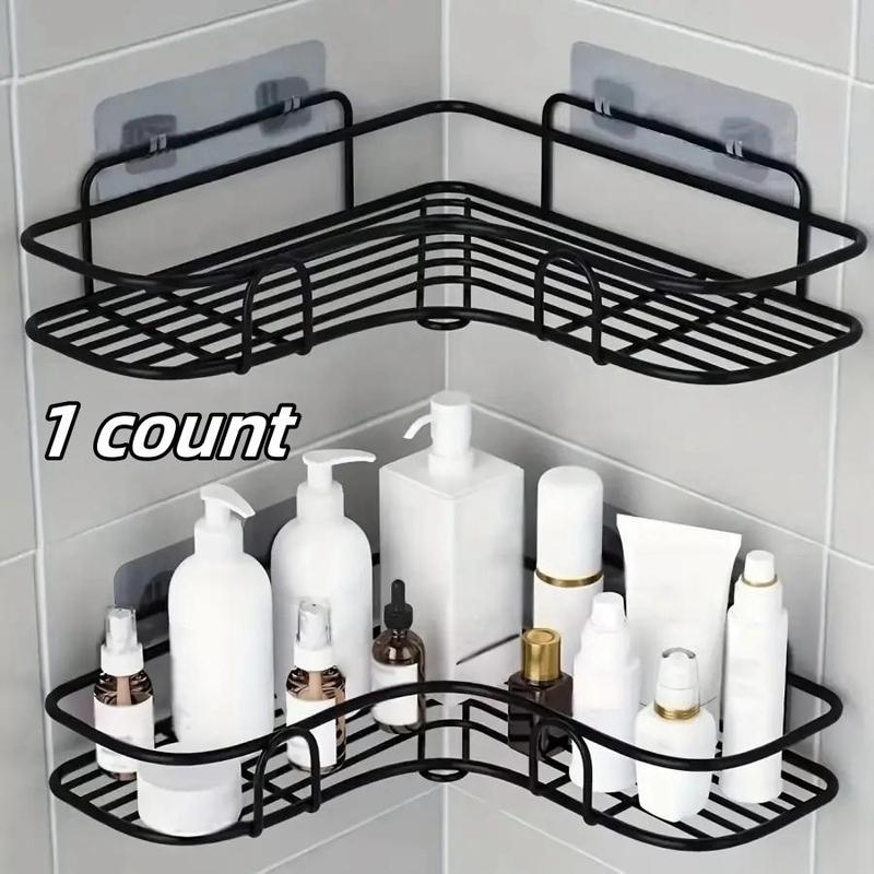 Bathroom Corner Shelf, Punch-free Wall Mounted Storage Organizer Rack, Hollow Design Multifunctional Organizer For Home Bathroom Kitchen Use, Room Accessories