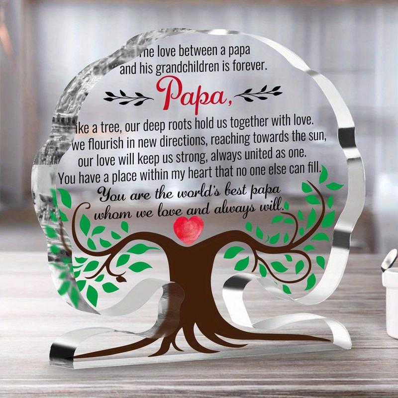 Acrylic Tree Of Life Design Ornament, 1 Count papa themed  Desktop Decoration, Home Decor for Living Room Bedroom