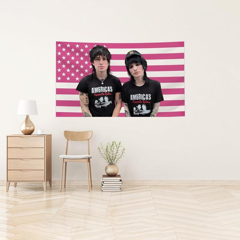 Johnny Flag  Jake Funny Tapestry withGrommets Johnnie and Jake Pink American Falg for Bar Bedroom College Drm Room Girl Room Yard Garden Decor Gift Wall