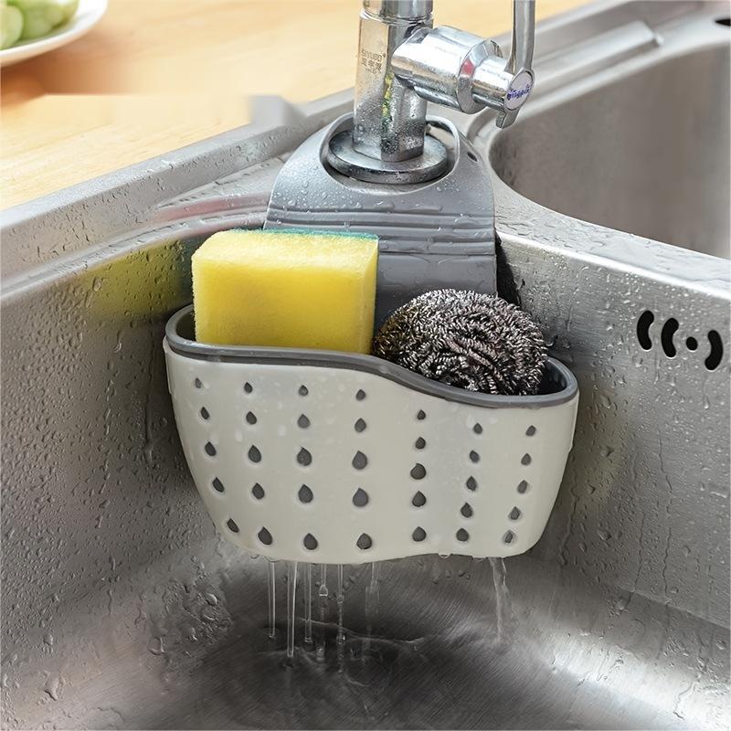 Kitchen Sink Drain Rack, 1 Count Double Layer Sink Saving Space Storage Rack with Adjustable Buckle, Sink Accessories for Home Kitchen Bathroom