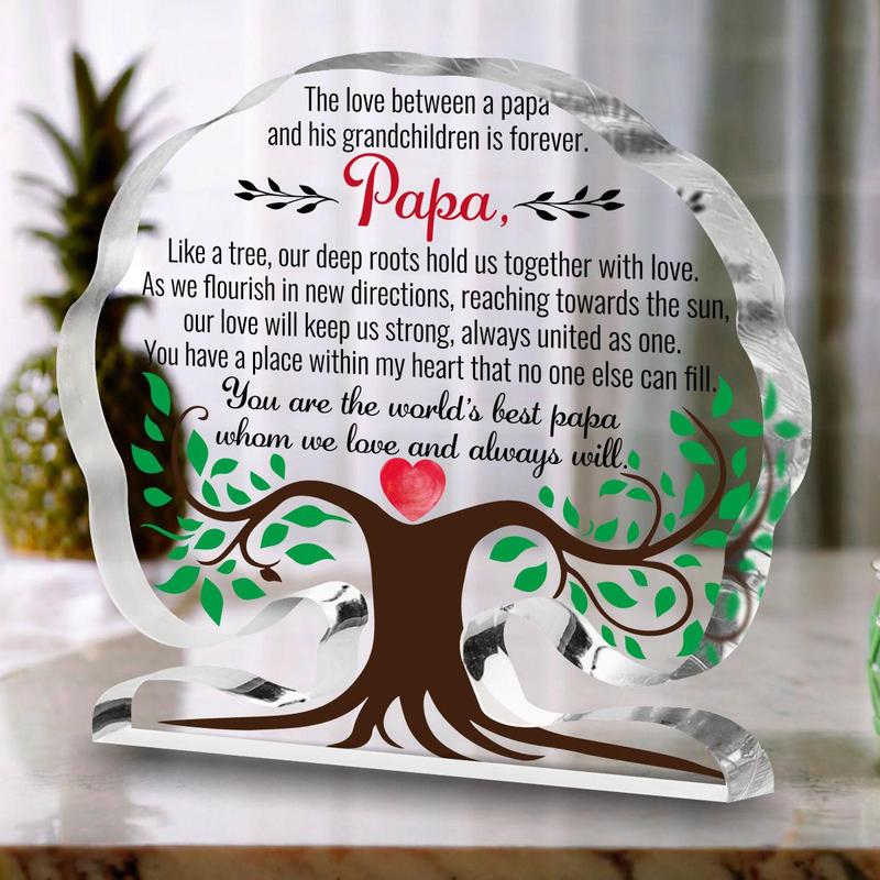 Acrylic Tree Of Life Design Ornament, 1 Count papa themed  Desktop Decoration, Home Decor for Living Room Bedroom