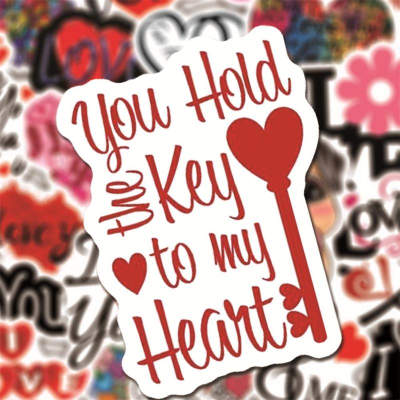 Love Series Graffiti Stickers, 50pcs Sweet Waterproof Decorative Stickers, Romantic Valentine's Day Decor DIY Decals for Water Bottle, Laptop, Phone Case, Scrapbooking, Journal Making