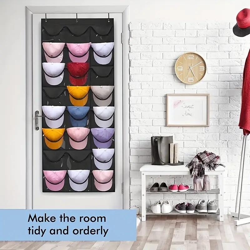 Hat Storage Organizer, 1 Count Punch Free Multi Grid Hat Organizer, Hanging Hat Storage Rack for Door & Wardrobe, Home Organizer for Room