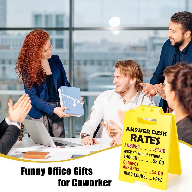 Funny Team Office Gifts - Answer Desk Rates Funny Desk Sign, Gag Fun Gift for Coworker Teammate Employee Boss, Office Desk Sign Cubicle Decor for Birthday Christmas White Elephant Gifts