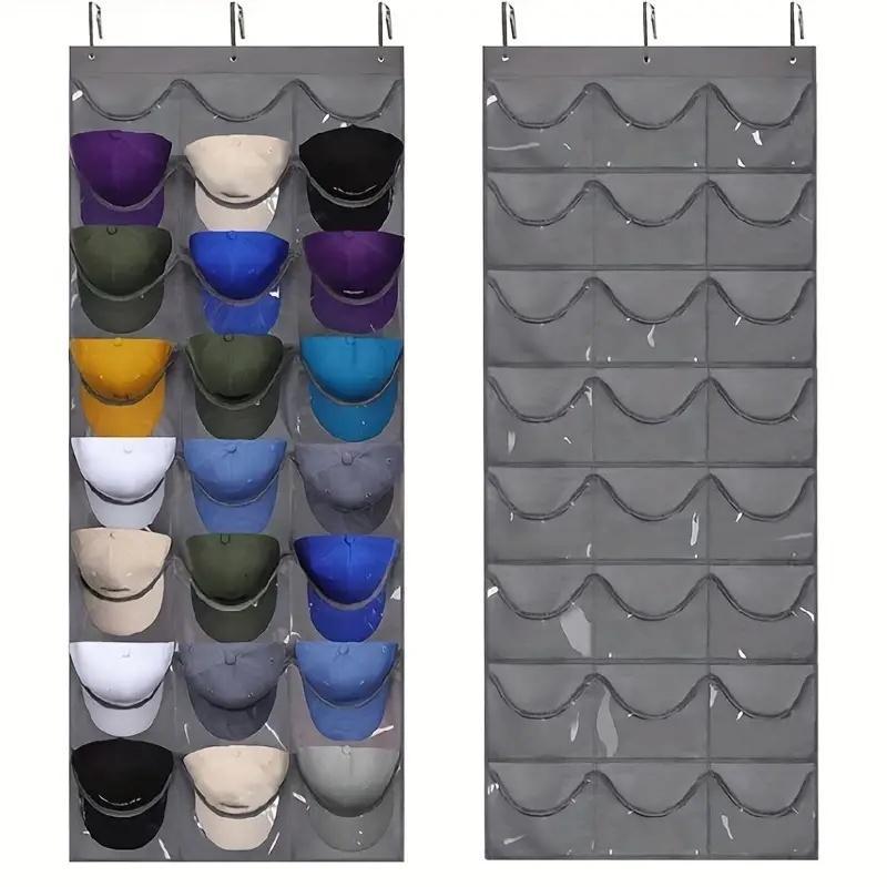 Hat Storage Organizer, 1 Count Punch Free Multi Grid Hat Organizer, Hanging Hat Storage Rack for Door & Wardrobe, Home Organizer for Room