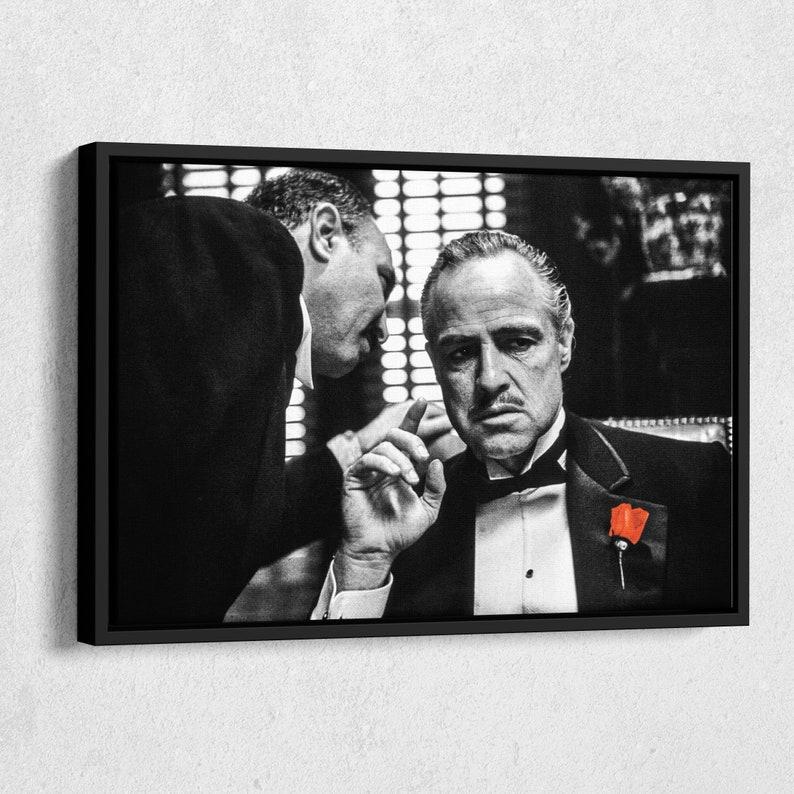 The Godfather Poster Black and White Don Vito Corleone Hand Made Posters Canvas Print Wall Art Home Decor