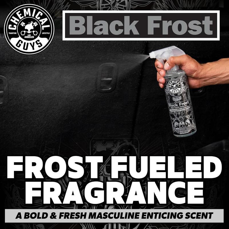 Chemical Guys AIR_224_16 Black Frost Air Freshener and Odor Eliminator, (Great for Cars, Trucks, SUVs, RVs, Home, Office, Dorm Room & More) 16 fl oz