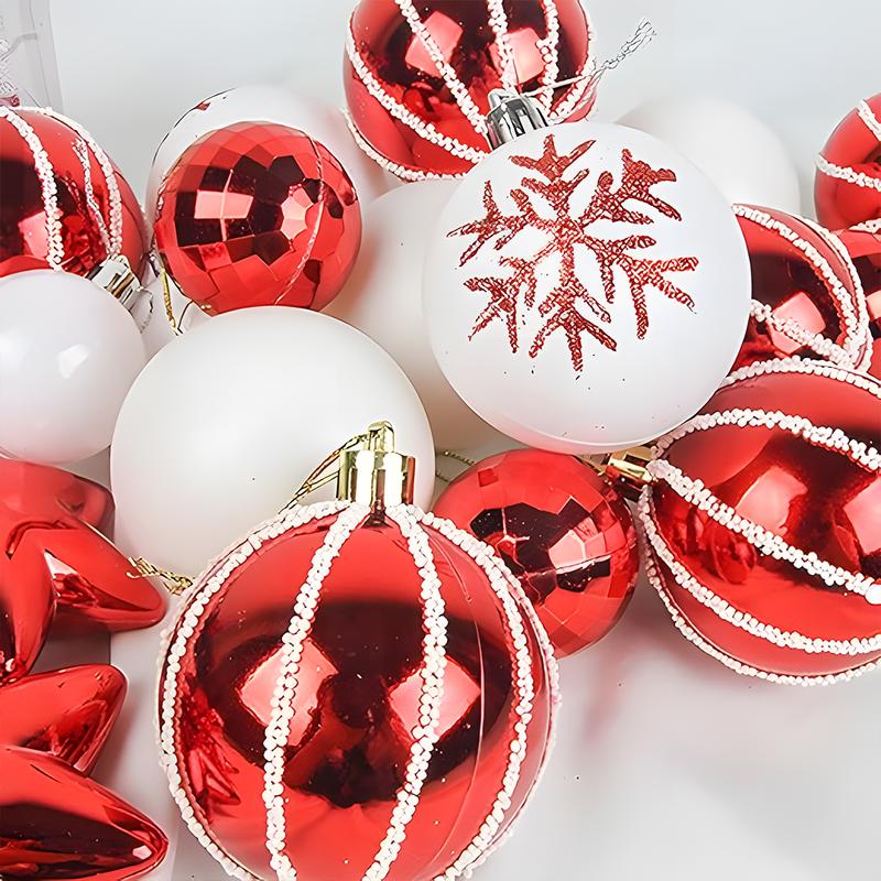 2.4 Inch Christmas Ball Ornaments,42pcs Shatterproof Red White Plastic Xmas Decoration,Santa Merry Christmas New Year Gifts Christmas Tree Decor