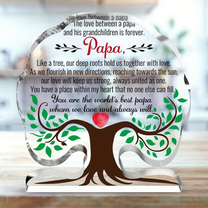 Acrylic Tree Of Life Design Ornament, 1 Count papa themed  Desktop Decoration, Home Decor for Living Room Bedroom