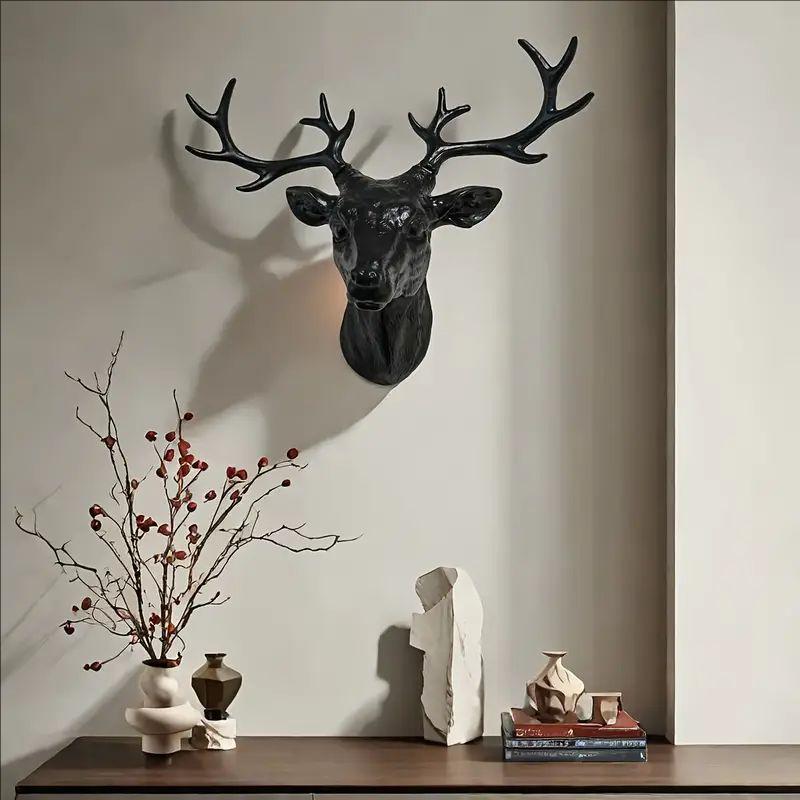 Creative Deer Head Design Wall Mounted Decor, 1 Count Resin Deer Head Wall Art, Wall Hanging Decor for Home Living Room Bedroom Office