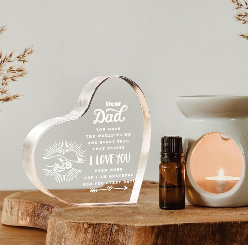 Father's Dad Gifts For Dad From Daughter, Son, Heart Acrylic, Father's Day Gifts, Birthday Gifts For Dad, Bonus Dad, Funcle, New Dad Gifts For Men