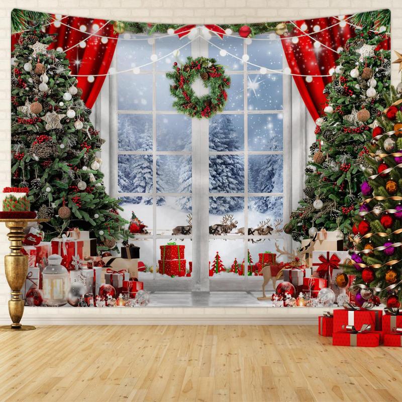 Christmas Tree Pattern Wall Tapestry, 1 Count Hanging Wall Tapestry, Wall Art Decorative Banner for Home Living Room Bedroom