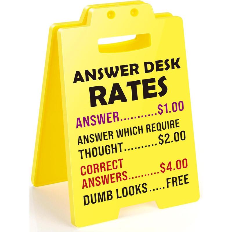 Funny Team Office Gifts - Answer Desk Rates Funny Desk Sign, Gag Fun Gift for Coworker Teammate Employee Boss, Office Desk Sign Cubicle Decor for Birthday Christmas White Elephant Gifts