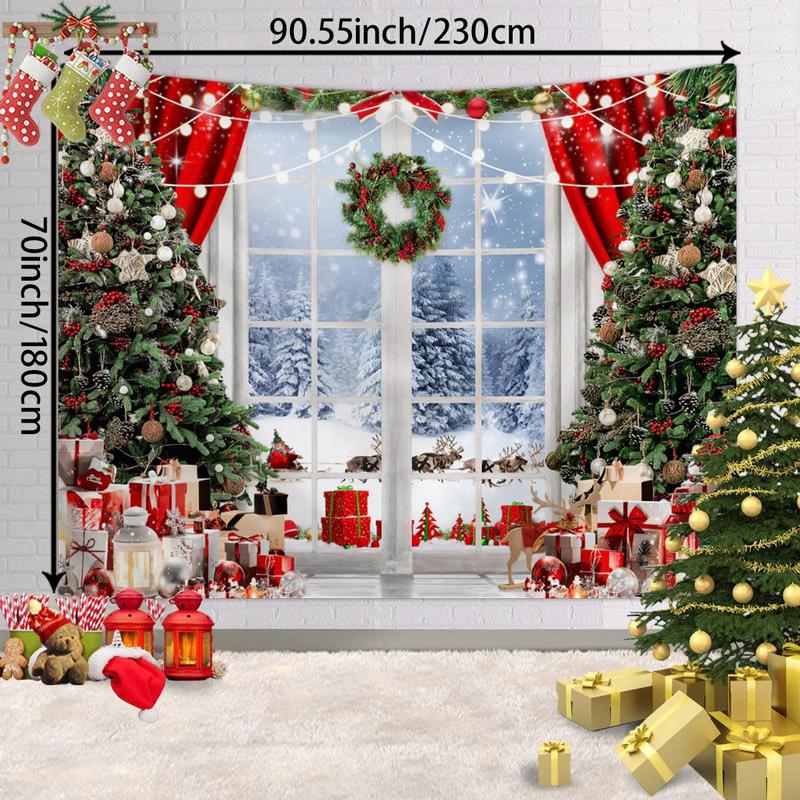 Christmas Tree Pattern Wall Tapestry, 1 Count Hanging Wall Tapestry, Wall Art Decorative Banner for Home Living Room Bedroom