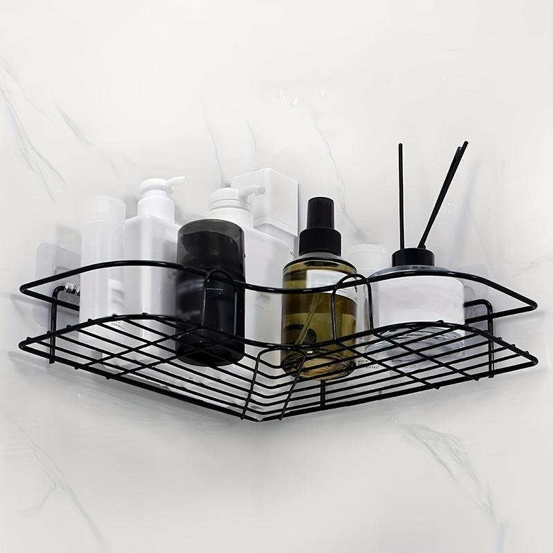 Bathroom Corner Shelf, Punch-free Wall Mounted Storage Organizer Rack, Hollow Design Multifunctional Organizer For Home Bathroom Kitchen Use, Room Accessories