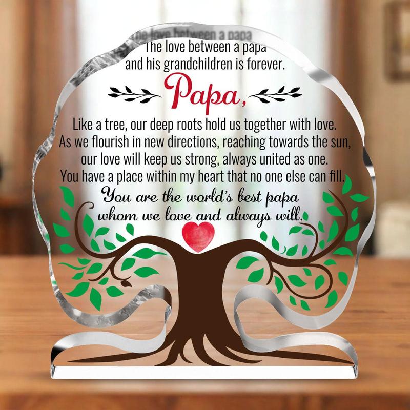 Acrylic Tree Of Life Design Ornament, 1 Count papa themed  Desktop Decoration, Home Decor for Living Room Bedroom