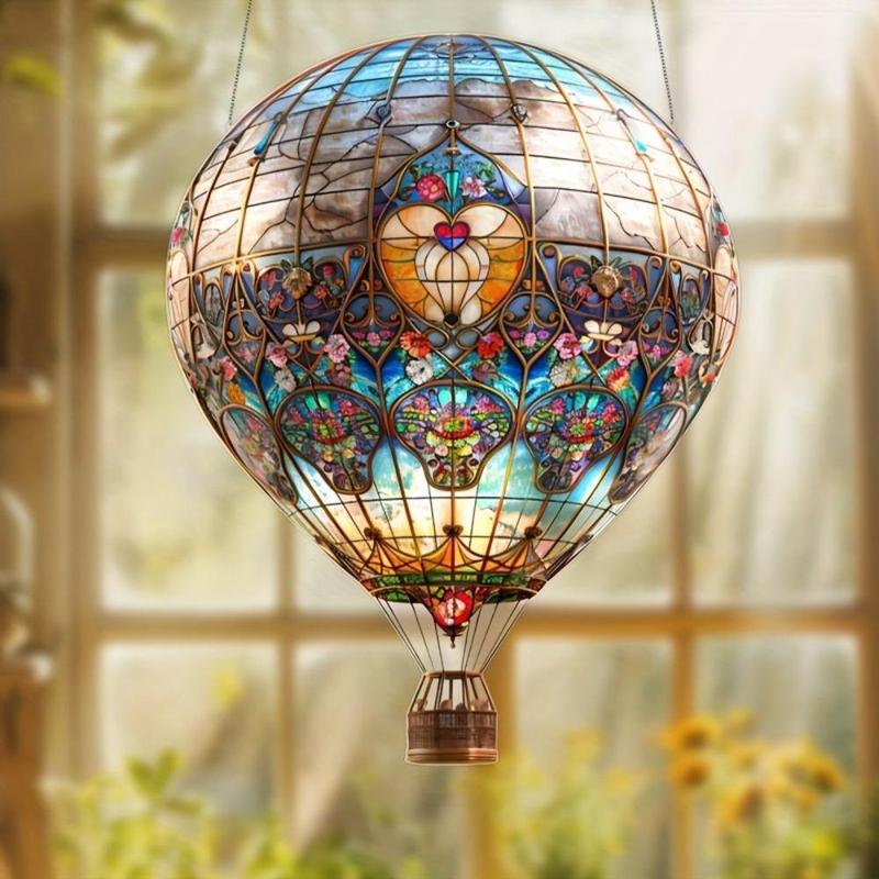 Hot Air Balloon Design Hanging Decor, 2 Counts Vintage Style Hanging Ornament, Wall Hanging Decor for Home Living Room Bedroom