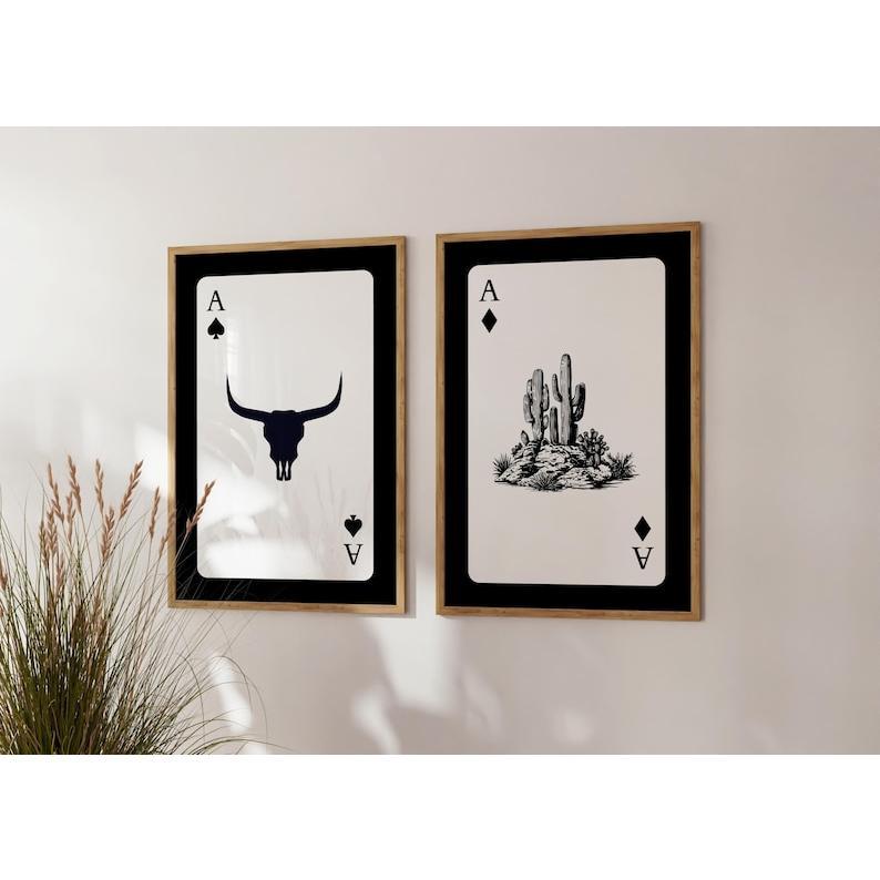 How Lucky Are We Set of 3, Ace Playing Card Poster, Trendy Western Wall Art, Retro Cowgirl Print, Modern Cowboy Décor