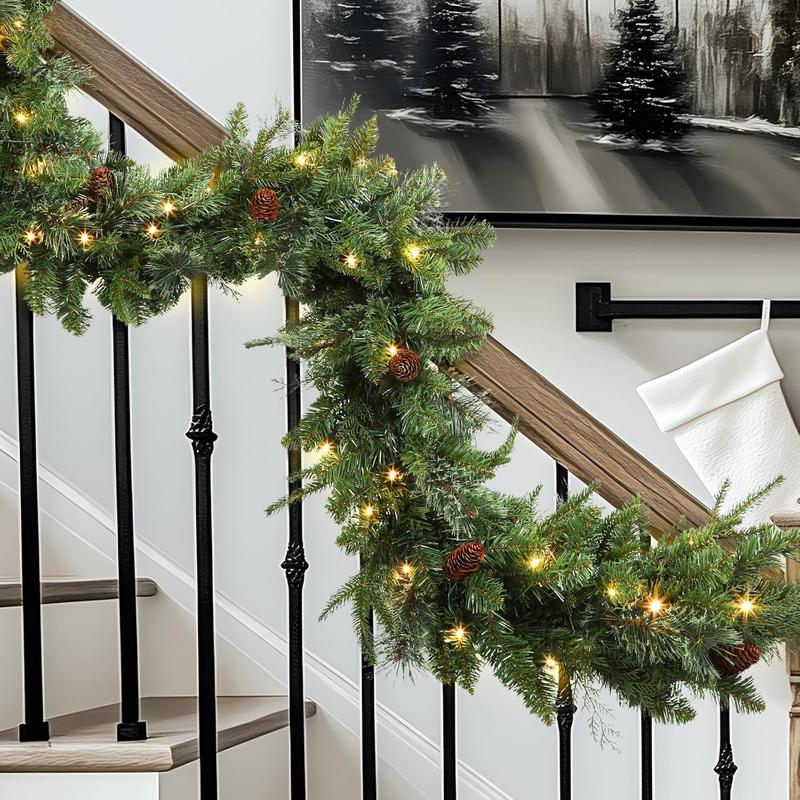 SHareconn 2025 Prelit Artificial Christmas Garland Perfect Operated for Mantle Stairs Fireplace Christmas Decoration, Indoor Outdoor