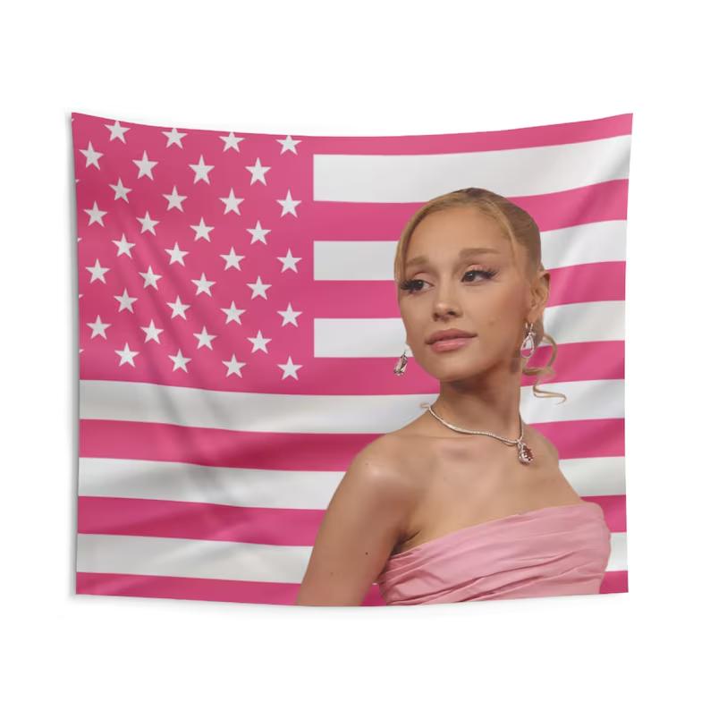 Ariana Grande Wall Tapestry, Pink American Flag, Trendy Indoor Decor, Home Art, Funny Meme, College Dorm Room Decor