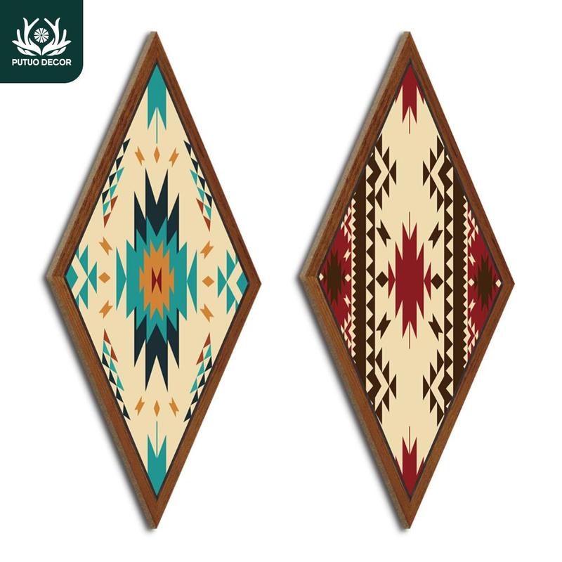 Wooden Wall Hanging Decor, 2 Counts set Geometric Pattern Wall Art Decoration, Wall Decor for Home Farmhouse Office Studio Bar Pub Club Cafe Coffee Shop