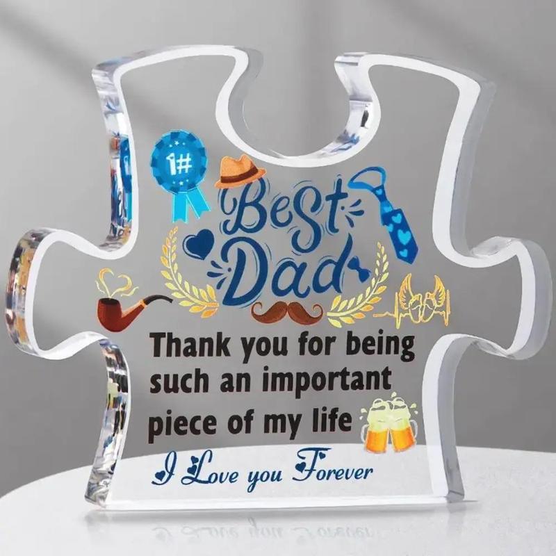 Best Dad Ever Acrylic Puzzle Shaped Ornament, 1 Count Creative Gift for Dad, Desktop Decoration for Home Office, Gift for Father, Party Supplies