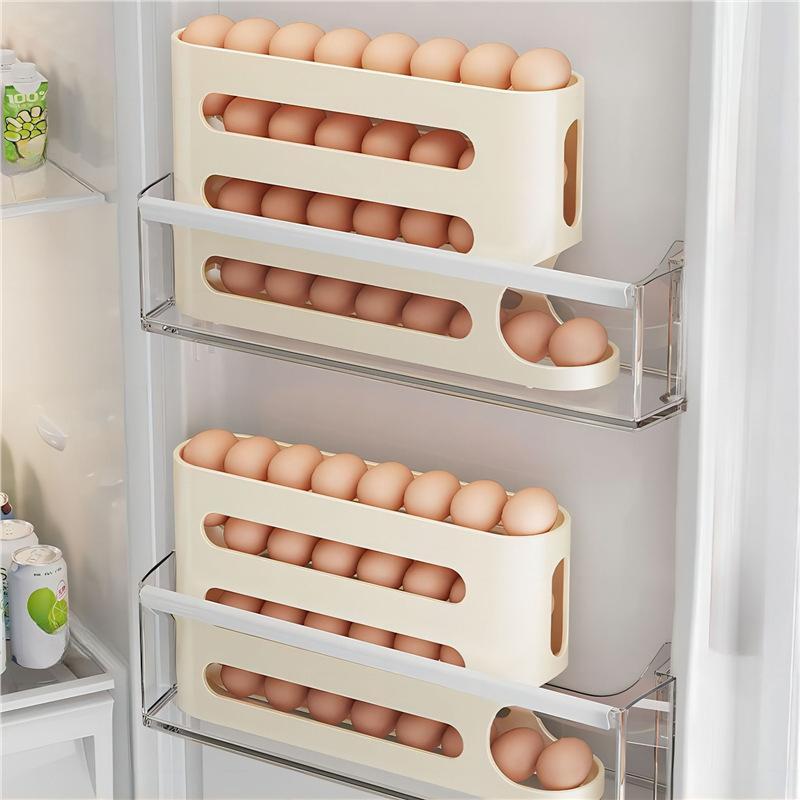 4 Tier Egg Holder, 1 Count Large Capacity Egg Storage Rack, Egg Distributor for Refrigerator, Kitchen Egg Storage Box, Home Organizer for Kitchen