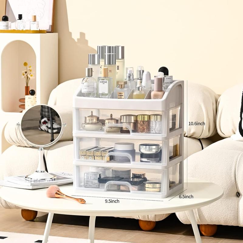 Makeup Organizer for Vanity, Cosmetic Display Cases, Make up Organizers and Storage, Bathroom Countertop with 3 Drawers