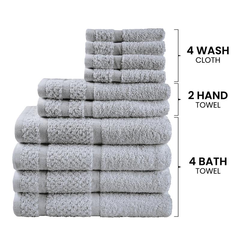 10 Piece Towel Set with Upgraded Softness & Durability, Grey