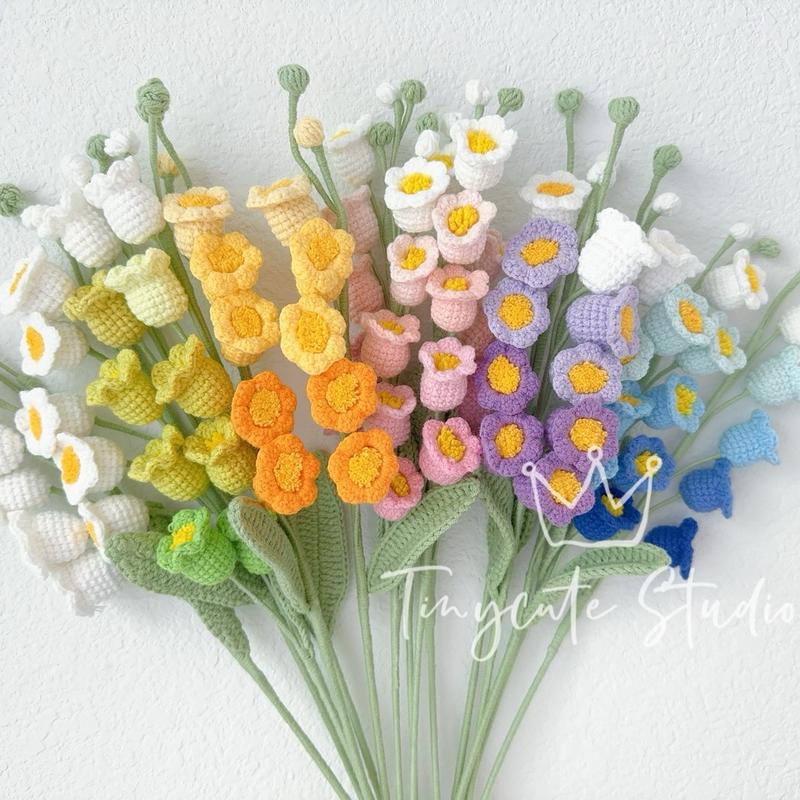 Crochet Handmade flowers  Carnations with packaging  handmade Lily of the valley  Lily  tulip  colorful  heart  cute   Decor  Plants gift  birthday gift  valentines day  creative   Crochet bouquet  forever flower  Marriage Proposal gift Graduation gift ha