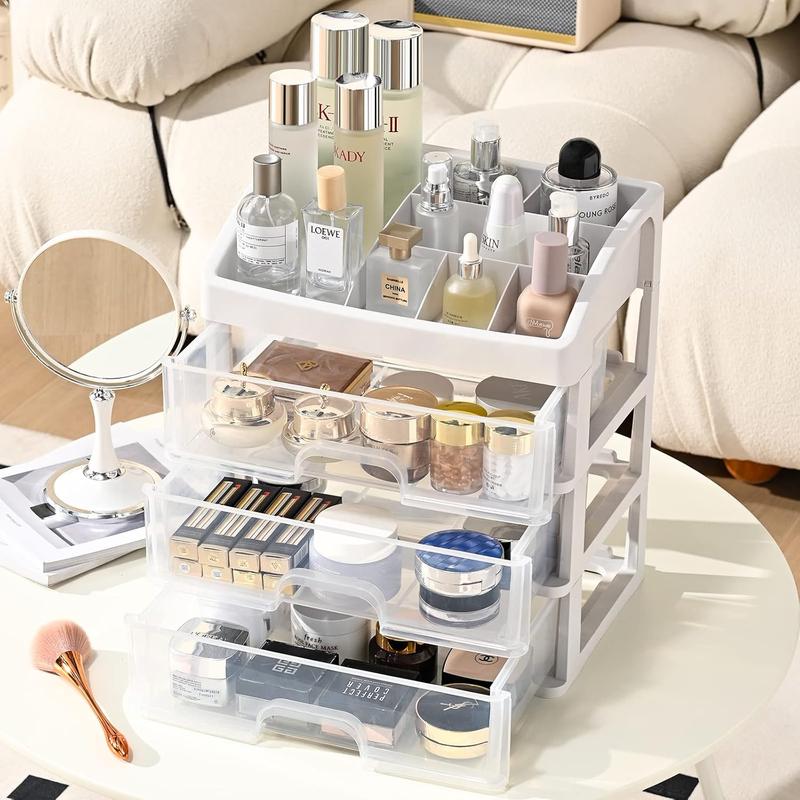 Makeup Organizer for Vanity, Cosmetic Display Cases, Make up Organizers and Storage, Bathroom Countertop with 3 Drawers