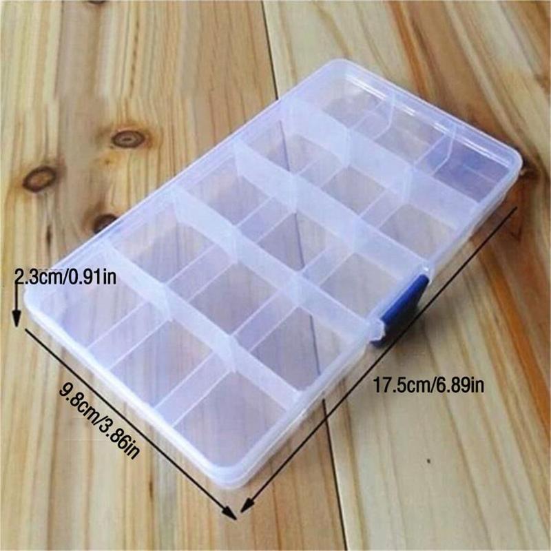 Clear Fishing Lures Storage Box, 15 Girds Fishing Tackle Organizer Box, Fishing Lures Case, Universal Organizer Box for Beads, Buttons & Flyfishing, Solocamping, picnicaesthetic