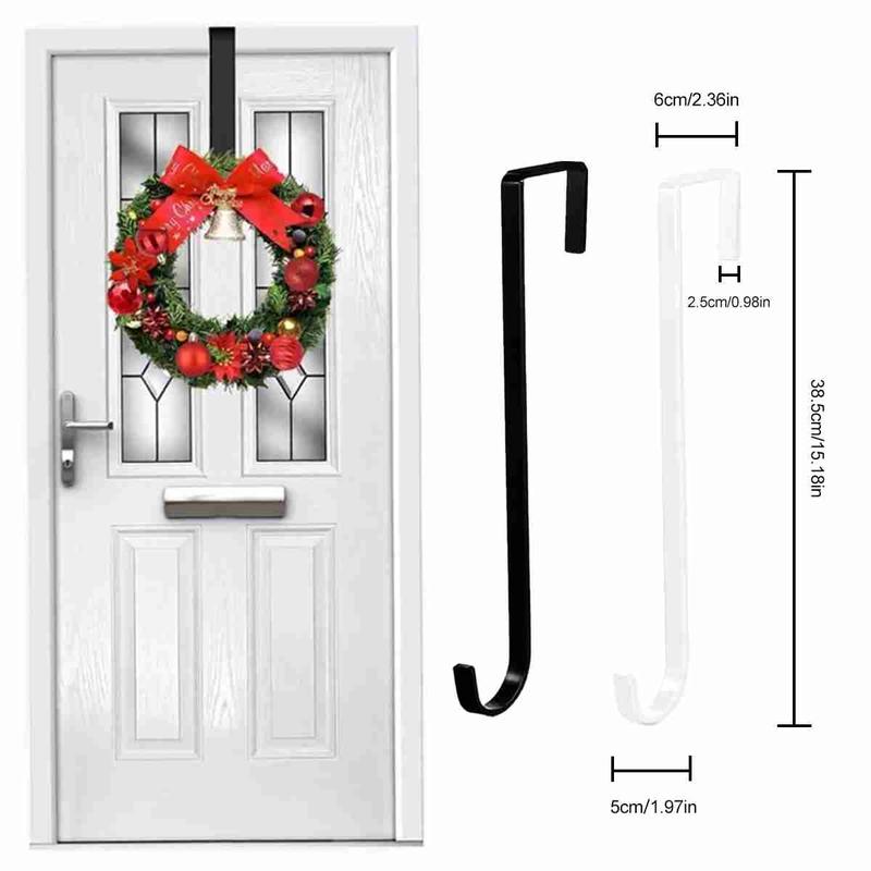 Wreath Hanger, Adjustable Over Door Wreath Hanger,door hooks, Front Door Decor Larger Christmas Decorations Hook Organiser Hangable  (White+Black)