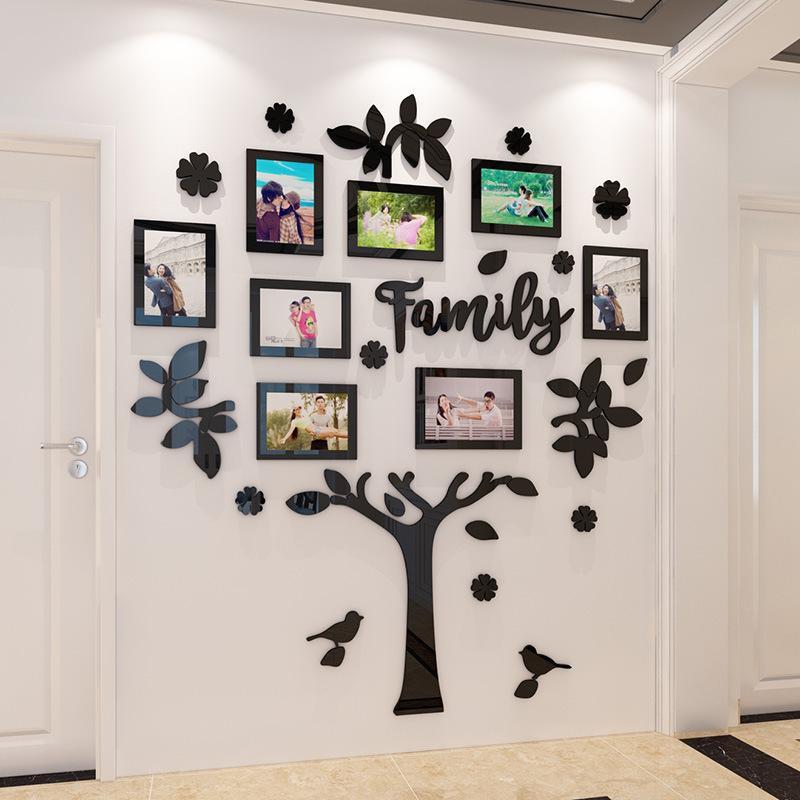 Tree Design Wall Sticker, 1 Set Creative 3D Acrylic Wall Decal with Photo Frames, Decorative Wall Art Decor for Home Living Room Bedroom Study Room