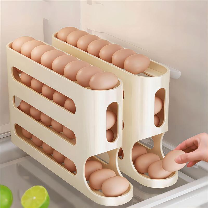 4 Tier Egg Holder, 1 Count Large Capacity Egg Storage Rack, Egg Distributor for Refrigerator, Kitchen Egg Storage Box, Home Organizer for Kitchen