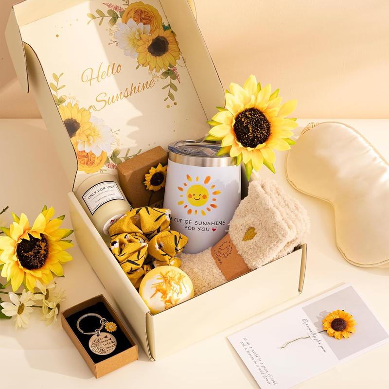 Sunflower Gifts for Women,Sending Sunshine Get Well Soon Gifts Basket Care Package  Birthday Gifts Box Thinking of You Gift for Her Relaxing  Bath Gift for Women  Mom Sister  friend