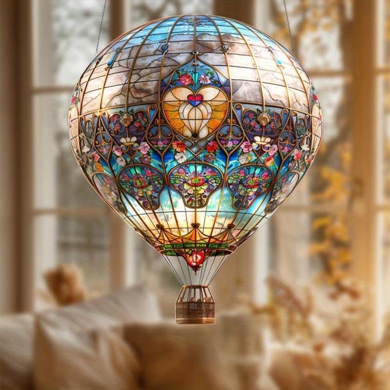 Hot Air Balloon Design Hanging Decor, 2 Counts Vintage Style Hanging Ornament, Wall Hanging Decor for Home Living Room Bedroom